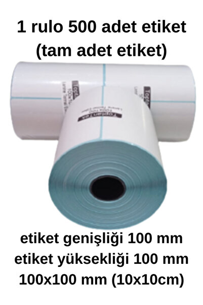 HITMAX 100x100 Termal Barkod Etiket 1 Rulo 500 Adet Etiket (TAM ADET) Lamine ...