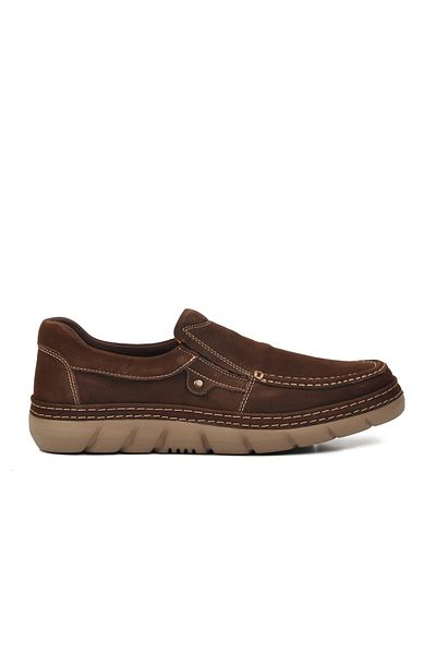 AYAKMOD 241281 Ανδρικά παπούτσια casual από γνήσιο δέρμα Nubuck καφέ