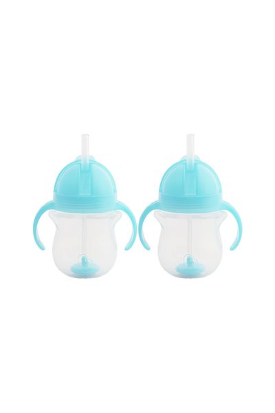 Munchkin Click Lock Tip Drinking Cup with Straw Blue, 6 months, 207ml, Pack of 2