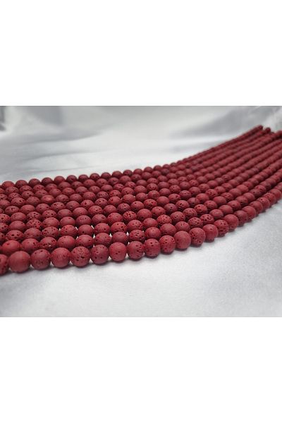 Yüksel Boncuk Σειρά από φυσική πέτρα 8 mm Lava (Claret Red).