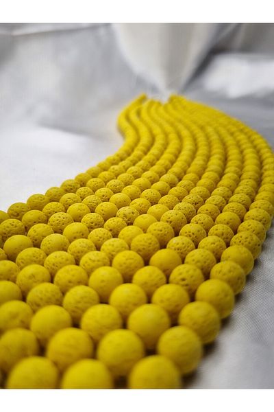 Yüksel Boncuk Σειρά από φυσική πέτρα 8 mm Lava (Yellow) Stone
