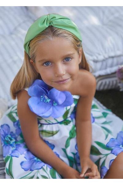 Abel & Lula Girl's Blue Linen Dress 05053-009