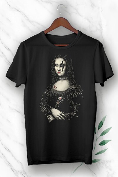 CONSTRAİN Μπλουζάκι με στάμπα Mona Lisa της Art Heavy Metal, μαύρο unisex