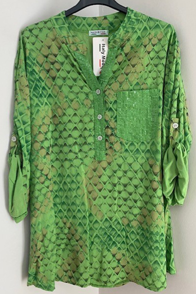 AYASOFYA OTANTIK Жіноча італійська блуза оверсайз з кишенями, паєтками, ґудзи...