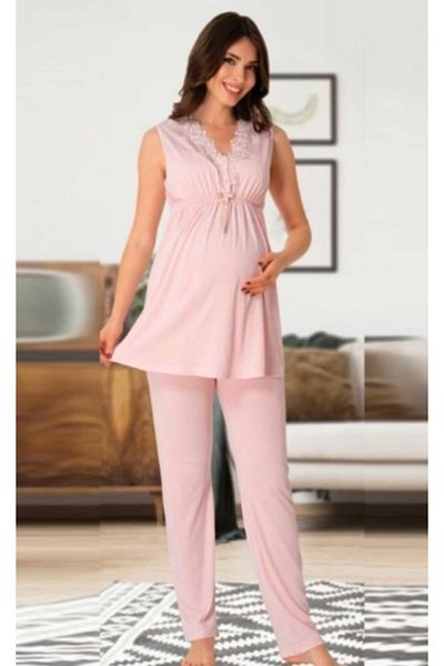 CT MODA Effort Powder - Strappy Sleeve Maternity Sleepwear Set