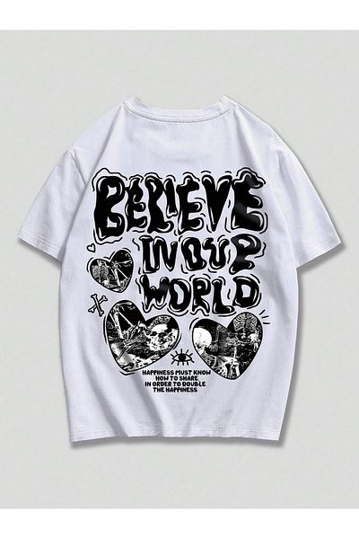 Mad&Calf Μπλουζάκι Unisex Believe με στάμπα με λαιμόκοψη
