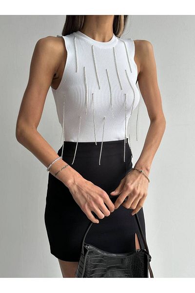 İLKCET MODA Γυναικεία πλεκτά Stone Detailed Crop