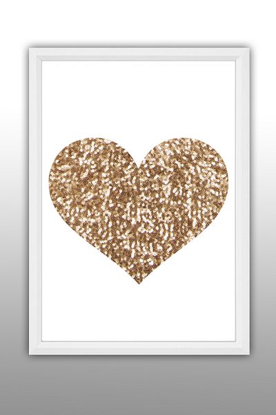 yhfoto Love - Aur - Cadru decorativ ilustrat A3 30x40 - Pictură albă -763