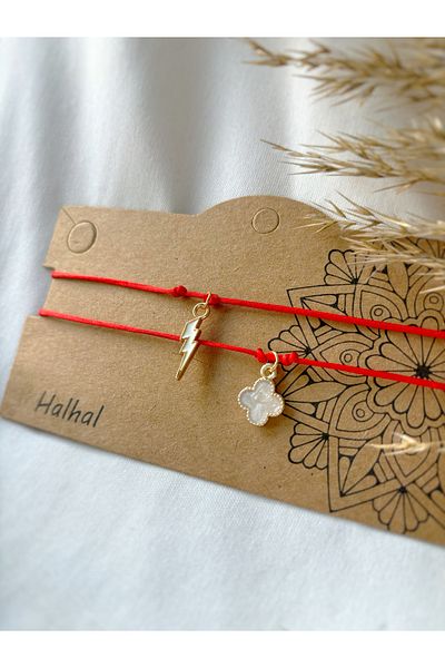 Atölye Merdiven Red Combination Anklet Set of 2
