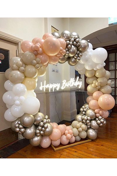 Çemrek Süs Parti Salmon white sea sand chrome open gold balloon chain set 100 pieces