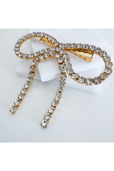 CHARMLUCKY Large Size Bow Collar with Stone Detail - Buckle