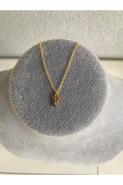 Judas Takı Letter F Gold Necklace, Initial Letter Necklace