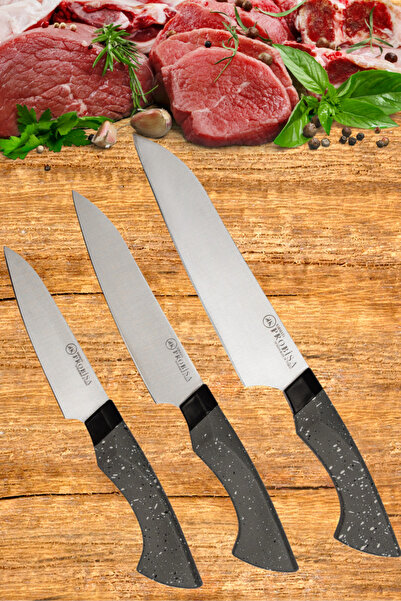 Comprox GRİ 3'lü mutfak bıçağı seti, Kurban bıçağı seti, Çeyiz Bıçak Seti