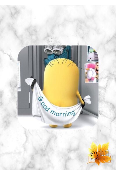 Eylül Design Good Morning Temalı Minions Eğlenceli Özel Tasarım Renkli Baskıl...