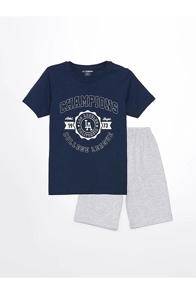 LC Waikiki LCW Kids Boy's Pajamas Set with Shorts - Crew Neck, Short Sleeve