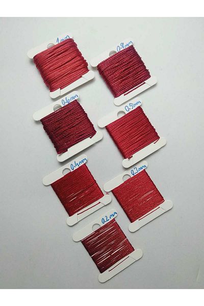 Eskişehir hobi sanat 5 Meters 7 Sizes Rosary Floss Set 0.2 Mm 0.3 Mm 0.4 Mm 0.5 Mm 0.6 Mm 0.8 Mm 1Mm Red Total 35 Meters
