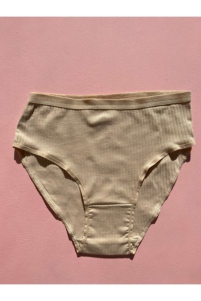 LEYNA BUTİK Corded Cotton Lycra 4-Piece Women's Triangle Bato Panties (Pink-Skin-Green-Blue)