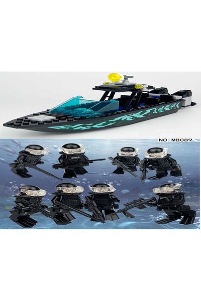 ttoysworld Lego Compatible 8-Piece Swat Sailor Sat Police Set with Swat Boat