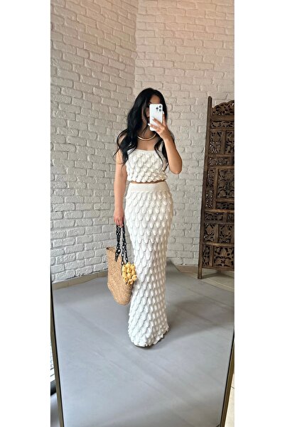 moneta boutique Women's Drop Patterned Design Skirt and Bustier Set