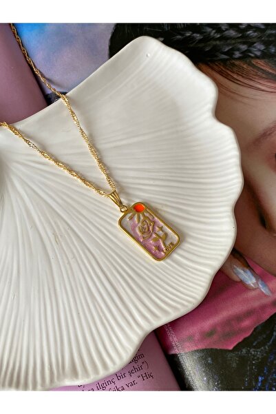 Mercy Aksesuar Kadın Altın Kaplama Sevgi Kolye Love Kolye Plaka Kolye Şans Kolye