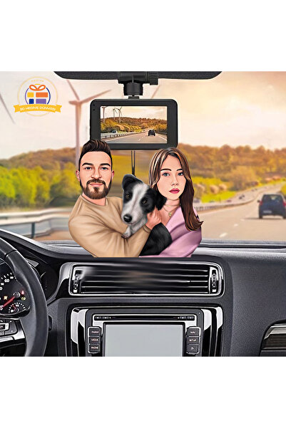 3D Hediye Dünyası Köpek karikatürlü çift hayvan sever çift karikatürü Araba D...