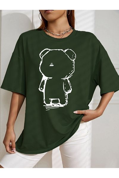 aynewmoda tricou oversize cu imprimeu urs