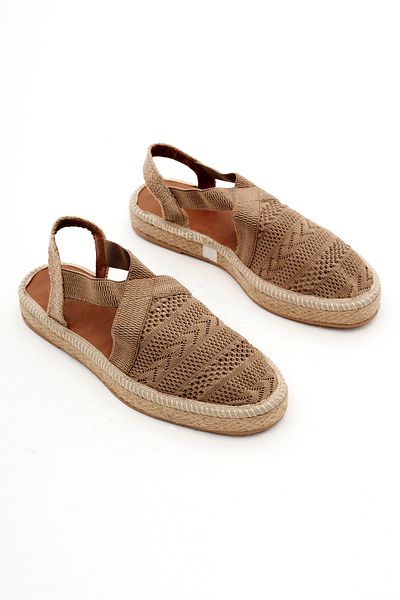 Tonny Black Women's Brown Closed Front Cross Striped Straw Knitwear Sandals