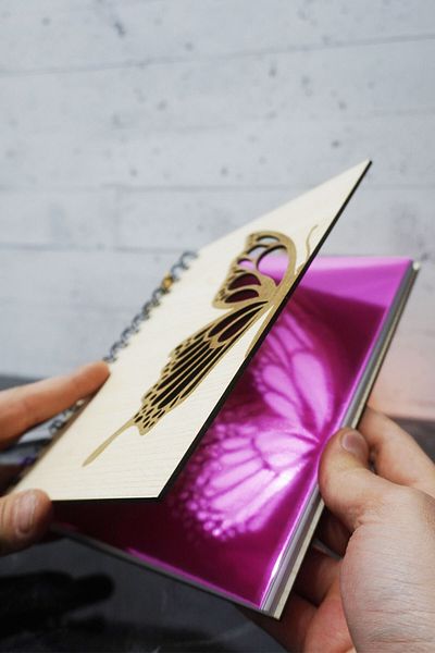 markcat Σχεδιασμός πεταλούδας Ξύλινο κάλυμμα Journal Planner - Ατελείωτο Ατζέντα - Αντιγραφικό Σχεδιασμού χωρίς ημερομηνία - A5