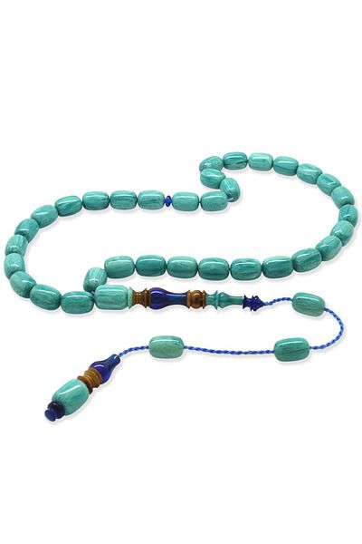 Tesbihane Master Workmanship Hitame Kuka Combination Capsule Cut Turquoise-Blue Catalin Rosary Each