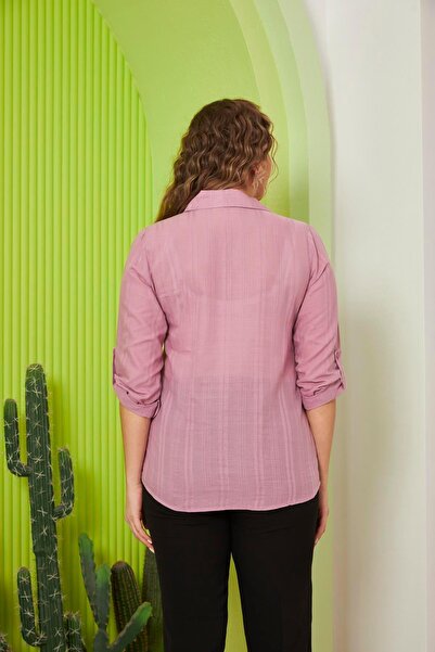 RMG Πουκάμισο σε σκόνη σε μεγάλο μέγεθος - με λεπτομέρεια τσέπης και μανίκι