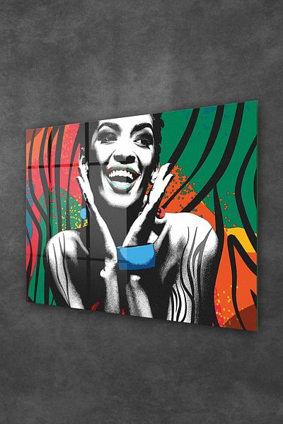Decovetro Noua pictură din sticlă Pop Art Femeie Africană 30x40 Cm