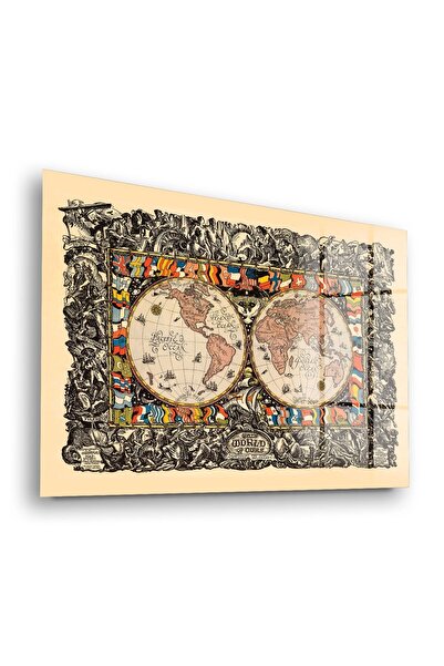 Decovetro World Map Old Style Glass Painting