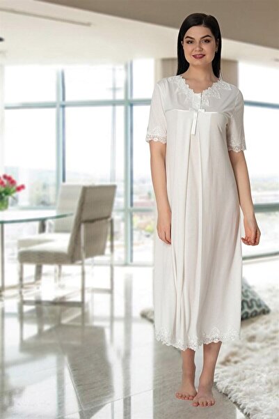 CT MODA Cotton Lace Women's Maternity Nightgown - Short Sleeve Maternity