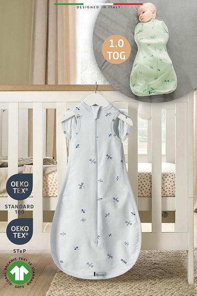 Elele EleleLife Baby Swaddle Sleeping Bag 1 Tog Blue Sanno