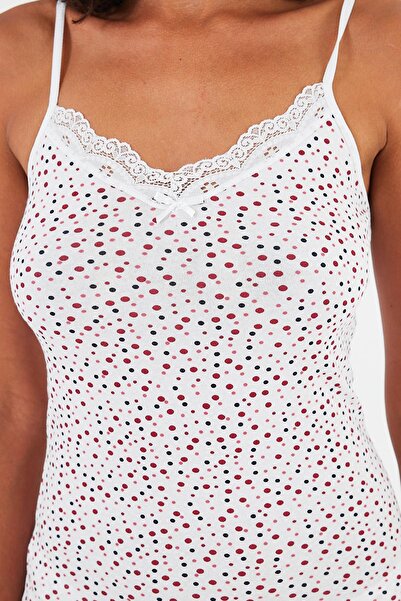 Penyelux Red Stretchy Cotton Thin Strap Women's Blouse and Panties Set