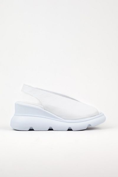 Adım Adım Women's Genuine Leather Wedge Heeled White Sandals