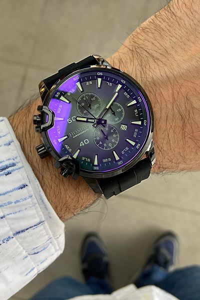 Homies MEN'S WRISTWATCH COLORED GLASS SILICONE CORD WITH BRACELET GIFT