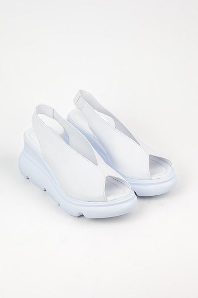 Adım Adım Women's Genuine Leather Wedge Heeled White Sandals