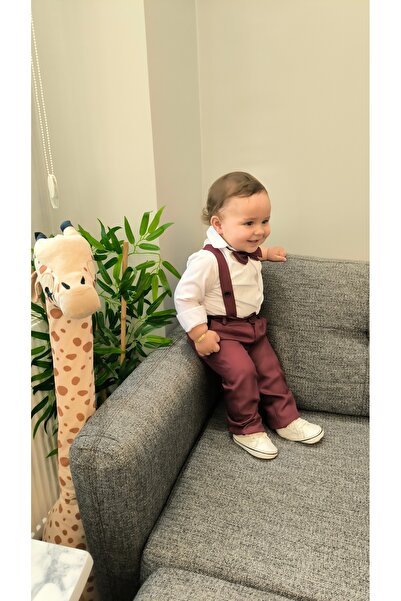 HAYTA Çocuk Takım Çocuk Salopet Takım Gömlekli Papyonlu Bordo