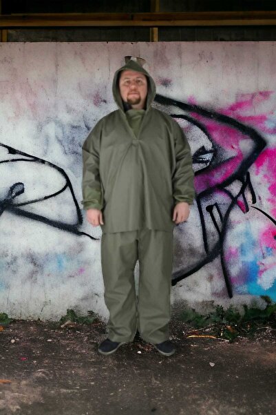 MUSON MEDİCAL Erkek Haki Yerli Balıkçı Takım Yağmurluk - Su Geçirmez - Avcı -...