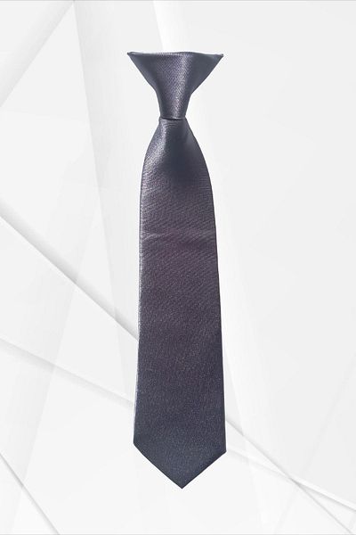 Simala Boy's Satin Steel Gray Color Eyelet Clip Tie