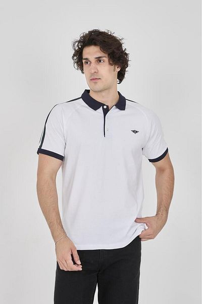 Rey Polo Men's Polo Collar Shoulder Stripe Detailed T-Shirt