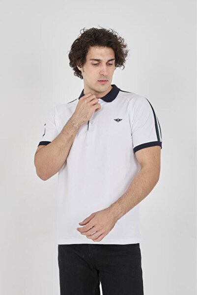 Rey Polo Men's Polo Collar Shoulder Stripe Detailed T-Shirt