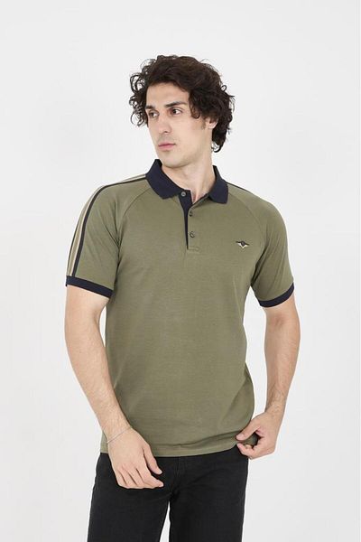 Rey Polo Men's Polo Collar Shoulder Stripe Detailed T-Shirt