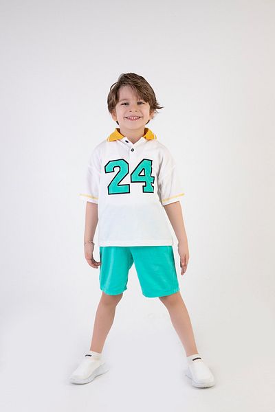Harika KIDS Boy's Collared Gabardine Shorts 2 Piece Set