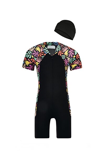 REMSA Tulum Kısa Kollu Şortlu Çocuk Yüzücü Mayo Mateo 8347 Siyah