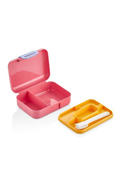 Vagonlife (SET DE 2) Cutie de prânz cu două etaje, cu două compartimente, recipient pentru depozitarea alimentelor, set de cuțite cu furculiță, lingură