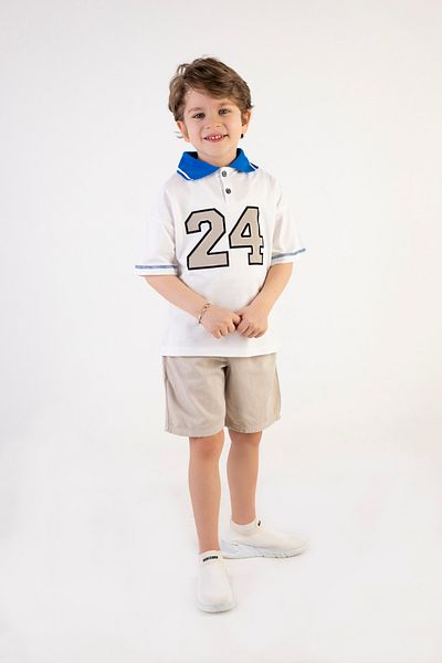 Harika KIDS Set 2 piese pentru băieți cu guler și pantaloni scurți din gabardină