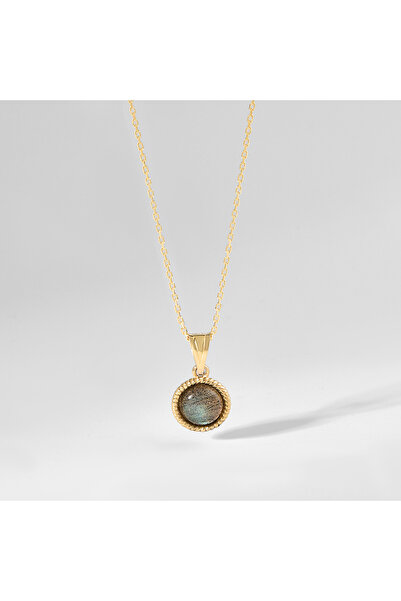 HEMS JEWELLERY 14 Ayar Altın Sweet Labradorit Doğal Taş Kolye