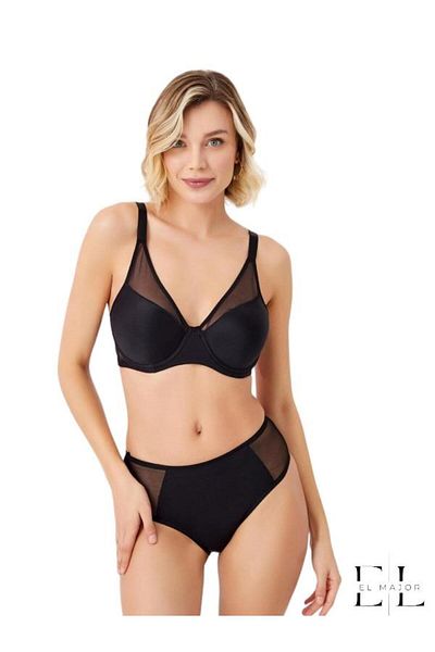 El Major C Cap Bra Set with Tulle Top